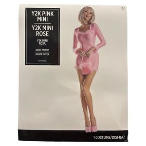 NWT Y2K Pink Mini Adult Costume Sexy Halloween Women's Glam Barbiecore Medium